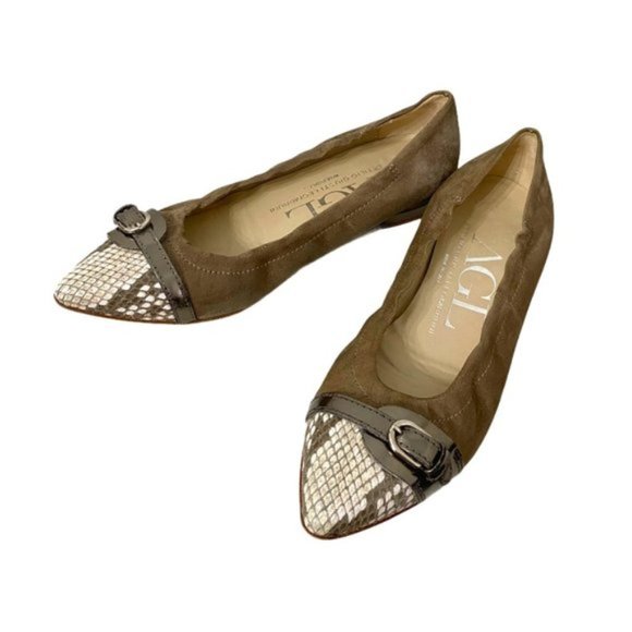 Attilio Giusti Leombruni Shoes - AGL Cap Toe Ballet Flat, Suede Size 6.5